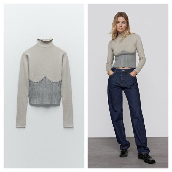 ZARA COMBINATION CONTOUR SWEATER TURTLENECK - Picture 3 of 6